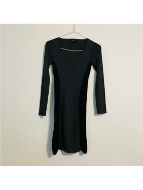 THEORY Freida Eloquence Wool Sheath Dress Gray Black Colorblock Womens Size SP